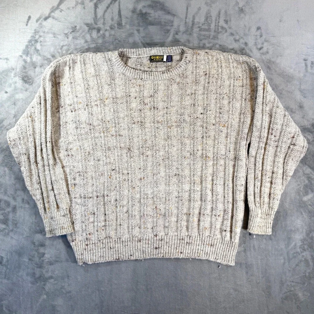 Vintage Oshkosh B'gosh Men's Knit Sweater Size XL Speckled Crew Neck Long Sleeve